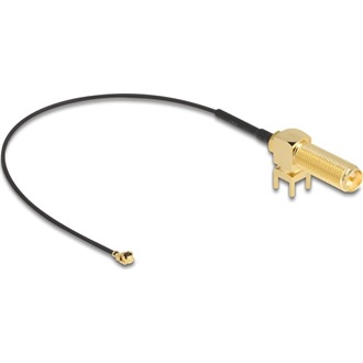 Delock Antenna kábel RP-SMA 90  PCB anya válaszfali csatlakozóval apa I-PEX Inc., MHF  I-dugó 1.13 15 cm menethossz 15 m