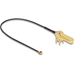 Delock Antenna kábel RP-SMA 90  PCB anya válaszfali csatlakozóval apa I-PEX Inc., MHF  I-dugó 1.13 25 cm menethossz 15 m