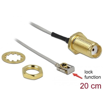 Delock SMA -> MHF I F/M antenna kábel 0.2m fehér 1,13mm
