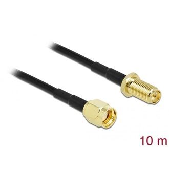 Delock RP-SMA -> RP-SMA M/F antenna kábel 10m fekete LMR/CFD100