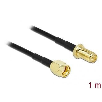 Delock RP-SMA -> RP-SMA M/F antenna kábel 1m fekete LMR/CFD100