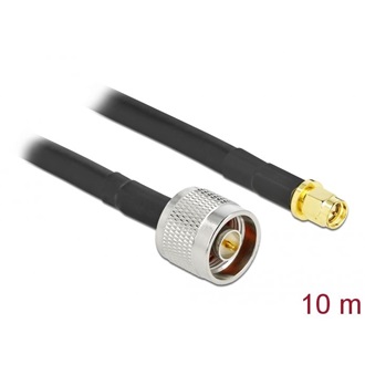 Delock N -> SMA M/M antenna kábel 10m fekete LMR/CFD300, low loss