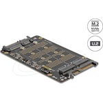 Delock Átalakító M.2 M kulcsos NVMe SSD-ről U.2 csatlakozóra és M.2 B kulcsos SATA SSD-ről SATA csatlakozóra