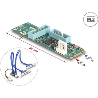 Delock Átalakító, M.2 aljzat B+M nyílással, csatlakozódugó - 4 x USB 5 Gbps A-típusú hüvely 50 cm hosszú kábellel