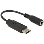 Delock USB-C -> Jack stereo 3,5mm (4pin) M/F adapter 0.15m fekete