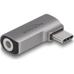 Delock USB-C -> Jack stereo 3,5mm (4pin) M/F adapter ezüst
