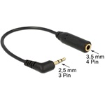 Delock Jack stereo 2,5mm -> Jack stereo 3,5mm M/F adapter 0.17m 90°/egyenes fekete