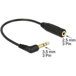 Delock Jack stereo 3,5mm -> Jack stereo 2,5mm M/F adapter 0.17m 90°/egyenes fekete