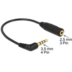 Delock Jack stereo 3,5mm (4pin) -> Jack stereo 2,5mm M/F adapter 0.17m fekete