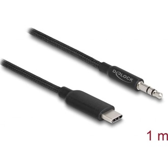 Delock USB-C -> Jack stereo 3,5mm (3pin) M/M audio kábel 1m fekete