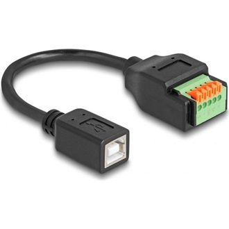 Delock USB-B 2.0 -> Terminal block 5pin F/F adapter 0.15m fekete