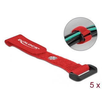 Delock Befűzős kábelkötegelő tépőzárral és szorító karikával hossza 150 mm, szélessége 20 mm, 5 db.