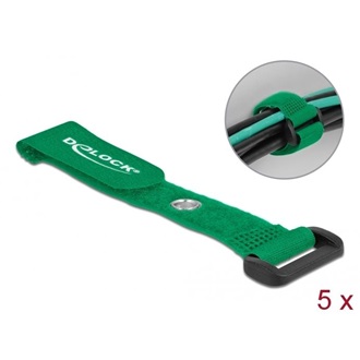 Delock Befűzős kábelkötegelő tépőzárral és szorító karikával hossza 150 mm, szélessége 20 mm, 5 db.