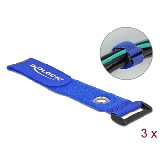 Delock Befűzős kábelkötegelő tépőzárral és szorító karikával hossza 280 mm, szélessége 38 mm, 3 db.