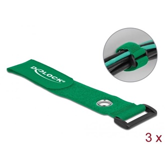 Delock Befűzős kábelkötegelő tépőzárral és szorító karikával hossza 280 mm, szélessége 38 mm, 3 db.