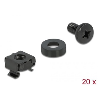 Delock Beszerelési készlet hálózati kabinethez, 20 db. Fekete