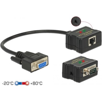 Delock Serial RS-232 DB9 -> RJ45 F/F extender fekete 1 pár, ESD védelem, 1200m