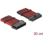 Delock Bővítő kábel 24 tűs ATX apa - 24 tűs ATX anya, fekete-piros textil borítással, 30 cm
