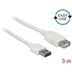 Delock Easy-USB A -> USB-A 2.0 M/F adatkábel hosszabbító 3m fehér