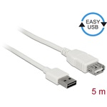 Delock Easy-USB A -> USB-A 2.0 M/F adatkábel hosszabbító 5m fehér