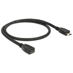 Delock USB-B 2.0 micro - USB-B 2.0 micro M/F adatkábel hosszabbító 0.5m fekete
