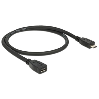 Delock USB-B 2.0 micro - USB-B 2.0 micro M/F adatkábel hosszabbító 0.5m fekete