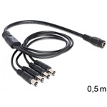 Delock DC 5,5x2,1mm -> 4 DC 5,5x2,1mm F/M tápkábel 0.5m fekete