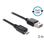 Delock Easy-USB A -> USB-B 2.0 micro M/M adatkábel 2m fekete