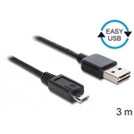 Delock Easy-USB A -> USB-B 2.0 micro M/M adatkábel 3m fekete