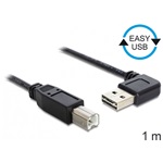 Delock Easy-USB A -> USB-B 2.0 M/M adatkábel 1m fekete 90°/egyenes
