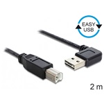 Delock Easy-USB A -> USB-B 2.0 M/M adatkábel 2m fekete 90°/egyenes