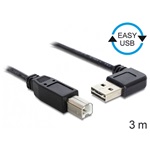 Delock Easy-USB A -> USB-B 2.0 M/M adatkábel 3m fekete 90°/egyenes