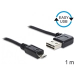 Delock Easy-USB A -> USB-B 2.0 micro M/M adatkábel 1m fekete 90°/egyenes
