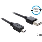 Delock Easy-USB A -> USB-B 2.0 mini M/M adatkábel 3m fekete