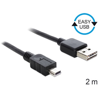Delock Easy-USB A -> USB-B 2.0 mini M/M adatkábel 3m fekete