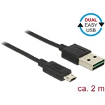 Delock USB-A 2.0 -> EasyUSB micro-B M/M adatkábel 2m fekete