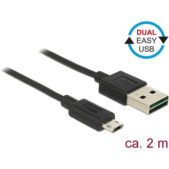 Delock USB-A 2.0 -> EasyUSB micro-B M/M adatkábel 2m fekete