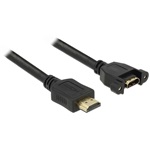 Delock HDMI M/F video jelkábel 1m panel-mount fekete