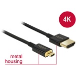 Delock HDMI 2.0 -> HDMI micro D M/M video jelkábel 2m fekete slim premium
