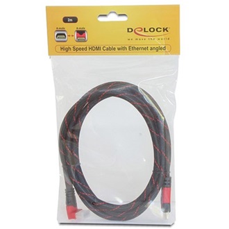 Delock HDMI 1.4 M/M video jelkábel 2m 90°-os csatlakozó
