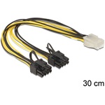Delock Power 6pin -> 2db Power 8pin F/M tápkábel 0.3m