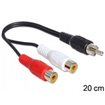 Delock 2db RCA -> RCA F/M audio kábel 0.2m fekete