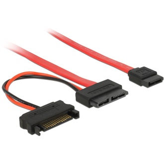 Delock SATA SATA Power -> Slim SATA F/F adatkábel 0.3m piros