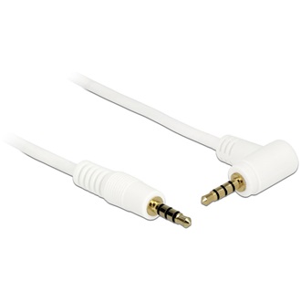Delock Jack stereo 3,5mm (4pin) M/M audio kábel 0.5m 90°/egyenes fehér