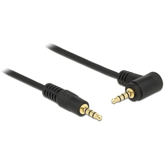 Delock Jack stereo 3,5mm (4pin) M/M audio kábel 5m egyenes/90° fekete