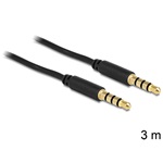 Delock Jack stereo 3,5mm (4pin) M/M audio kábel 3m fekete