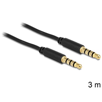Delock Jack stereo 3,5mm (4pin) M/M audio kábel 3m fekete