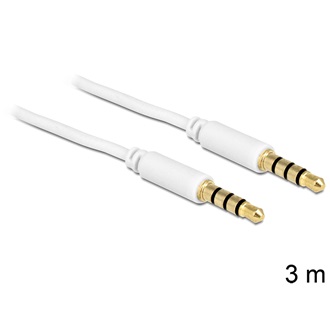 Delock Jack stereo 3,5mm (4pin) M/M audio kábel 3m fehér