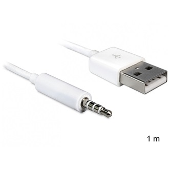 Delock USB-A 2.0 -> Jack stereo 3,5mm (4pin) M/M adatkábel 1m fehér iPod-hoz