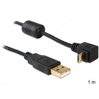Delock USB-A 2.0 -> USB-B 2.0 micro M/M adatkábel 1m fekete 90°